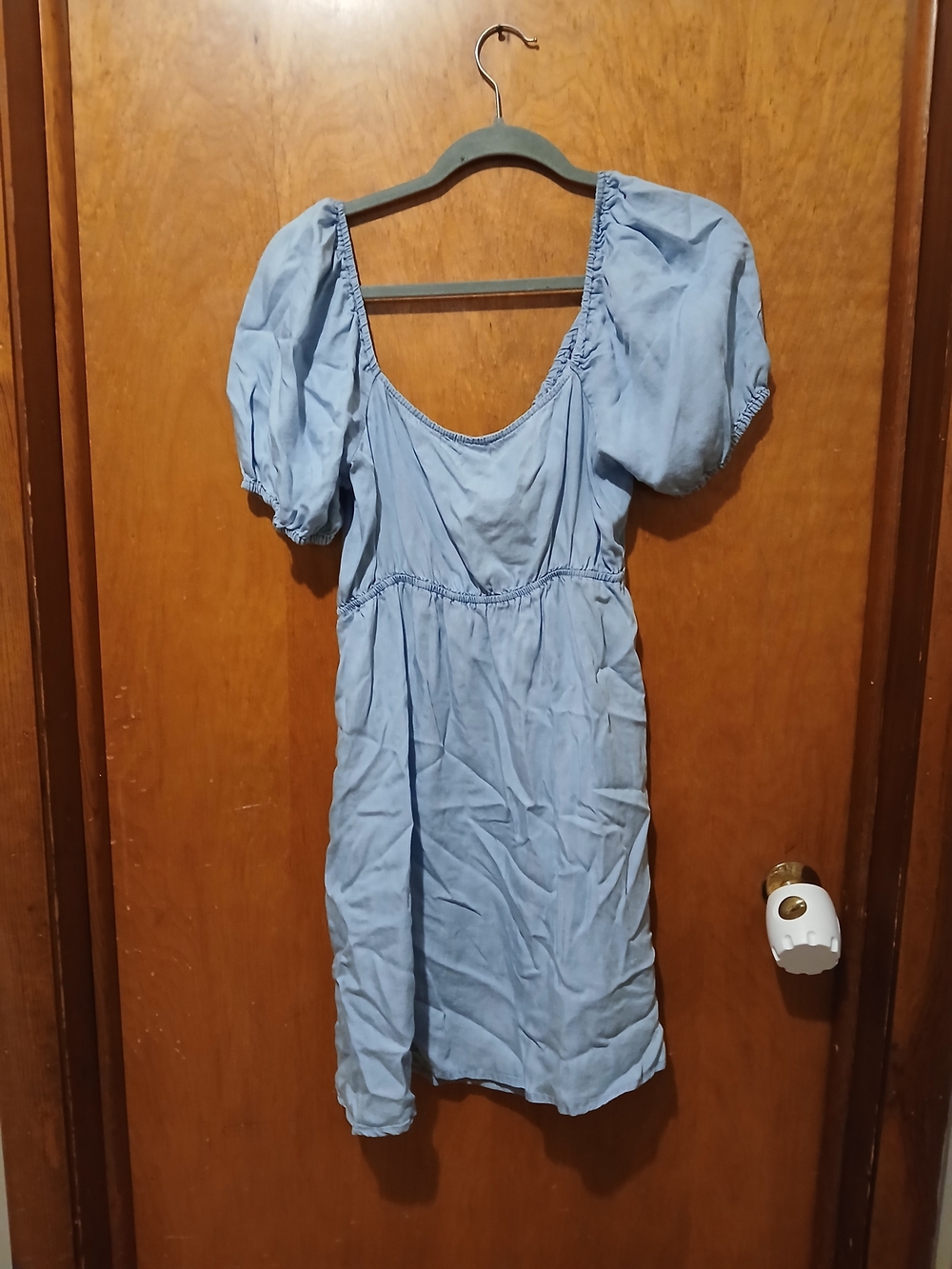 Love Tree Sky Blue Puff-Sleeve Mini Dress